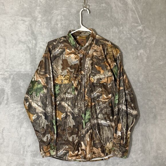 Duxbak Men's M Advantage Timber Camouflage Button Up Long Sleeve Shirt Hunting - Picture 1 of 7